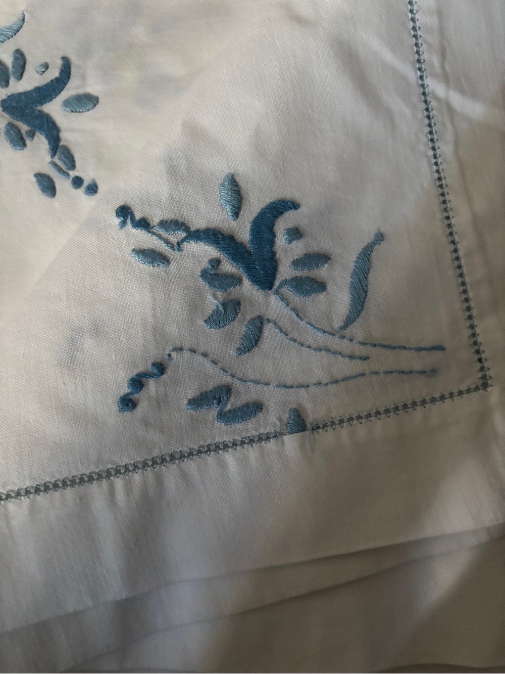 Blue Embroidered Handmade Napkins/Table Toppers- Set of 6 - Picture 3 of 7